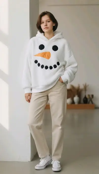 Polerón con diseño de muñeco de nieve - miniatura 1