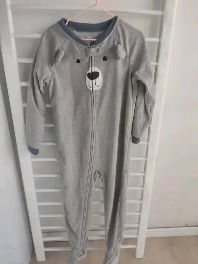 Pijama infantil gris con oso - miniatura 1