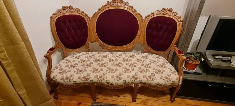 Sofá vintage madera tallada - 1