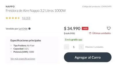 Freidora de aire blanca Nappo - miniatura 5