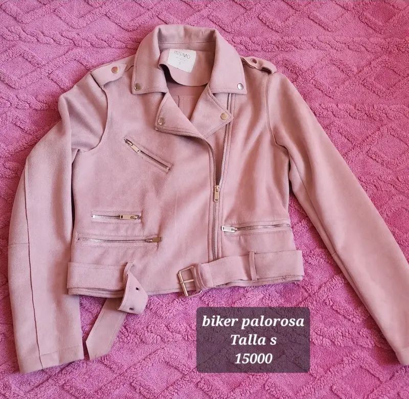Chaqueta biker rosada