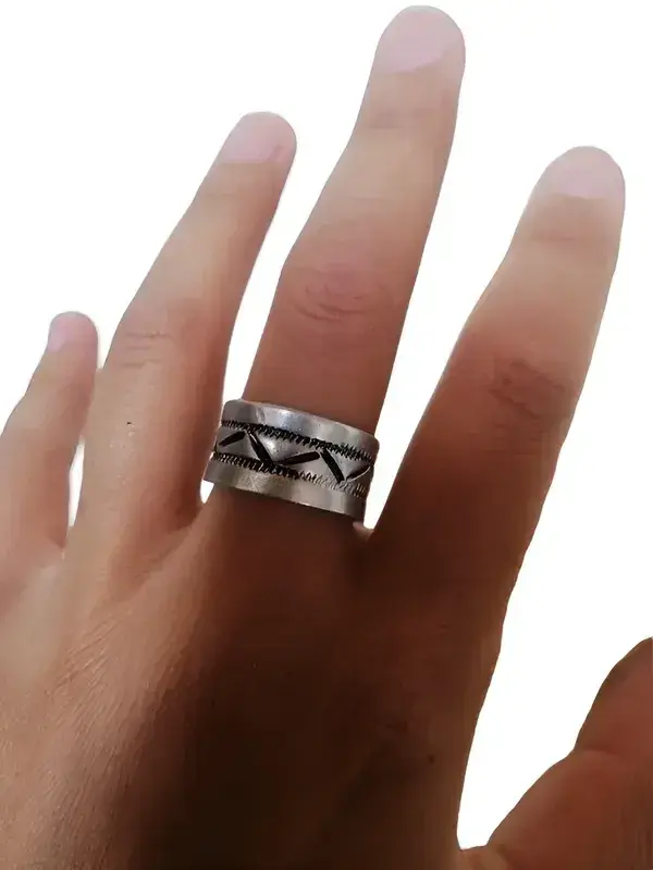 Anillo acero artesanal italiano pintado ajustable - 3