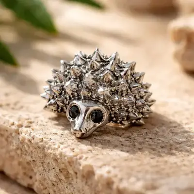 Anillo ajustable de acero erizo - miniatura 1