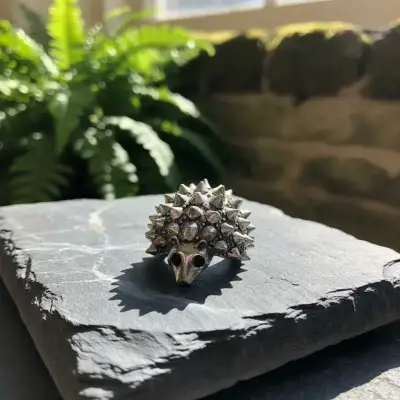 Anillo ajustable de acero erizo - miniatura 2