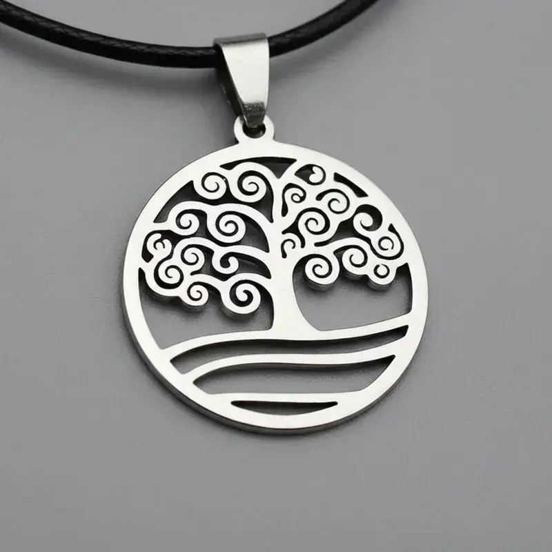 Collar árbol de la vida de acero - 4