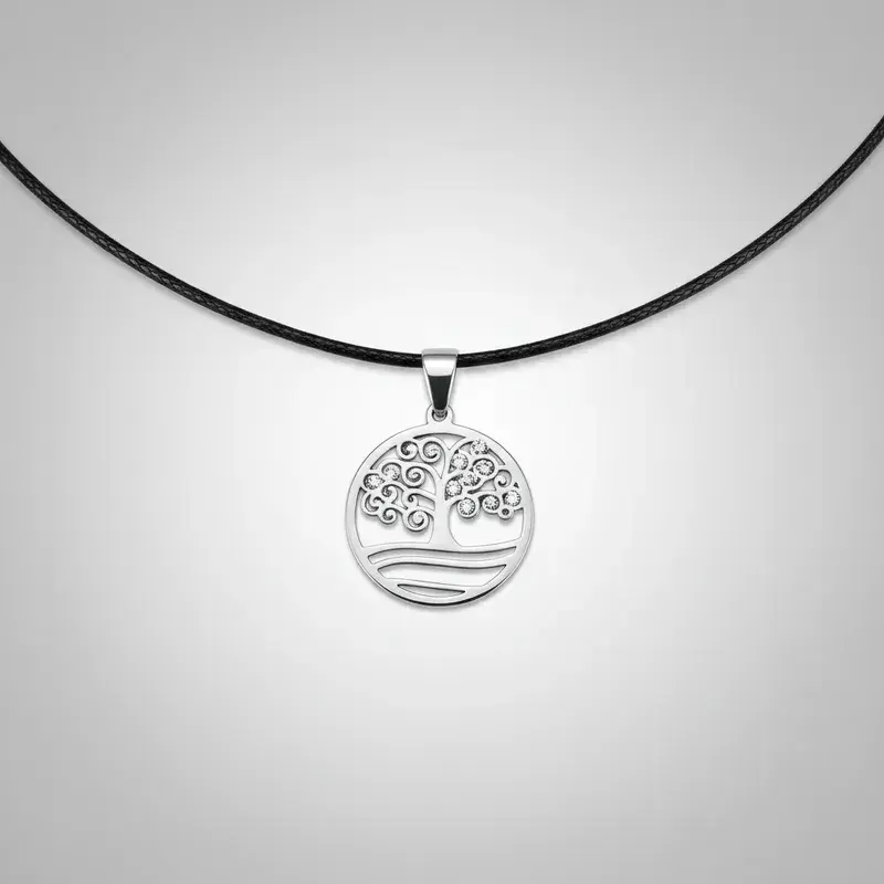 Collar árbol de la vida de acero - 5