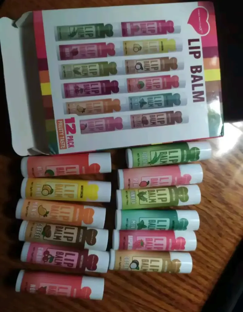 Set de 12 bálsamos labiales frutales