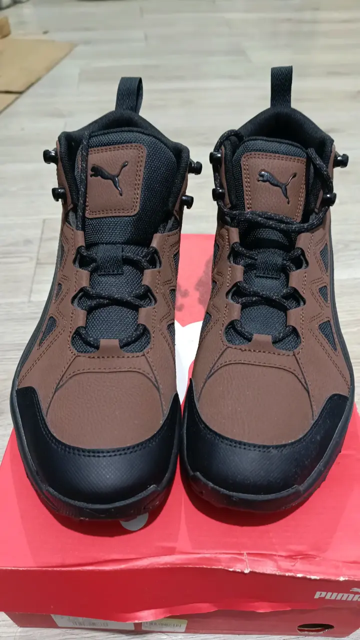 Botines de cuero marrón y negro - 1