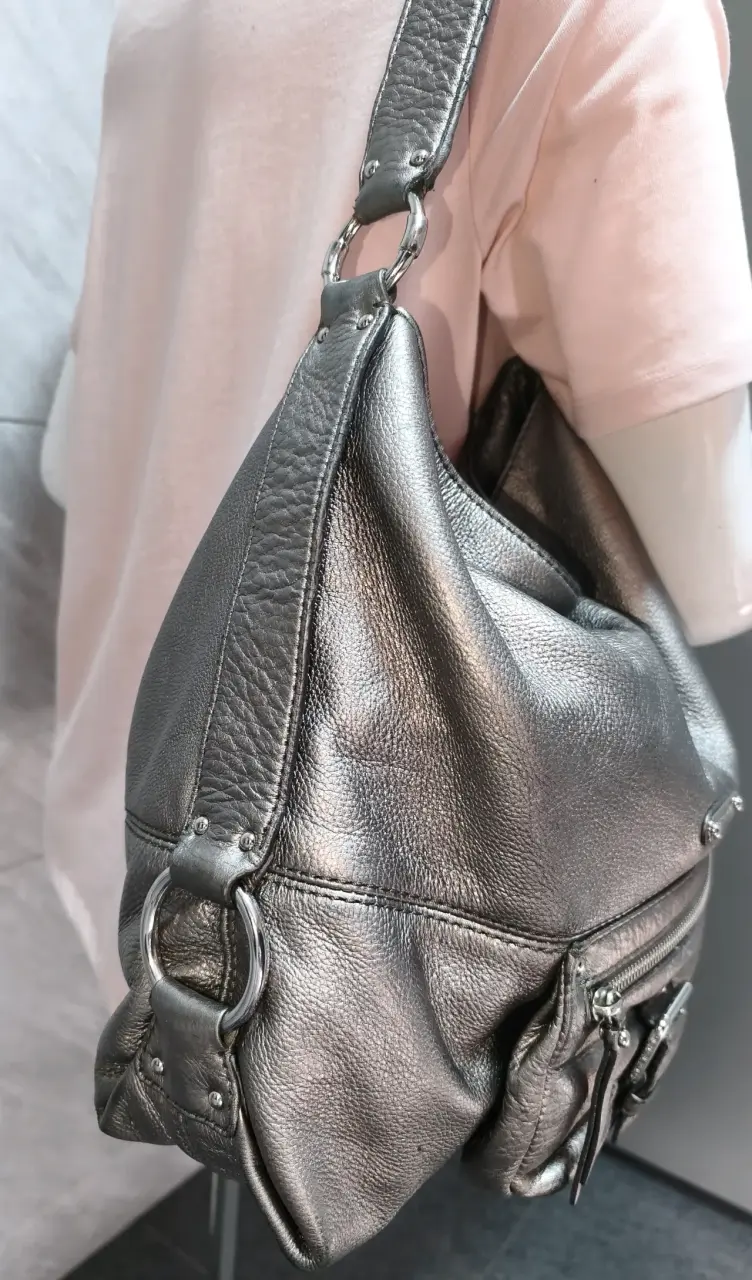 Cartera de cuero Michael Kors,plateada, - 5
