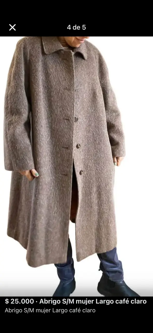 Abrigo largo café claro mujer M/L - 1