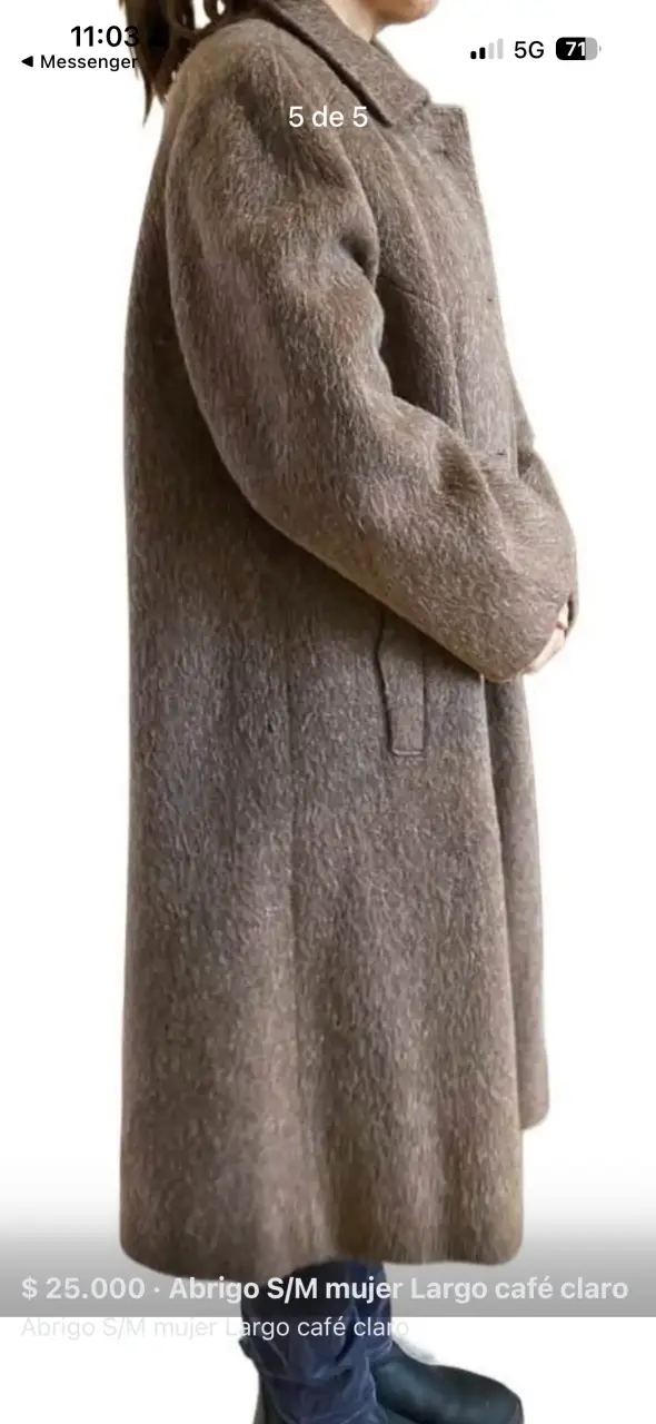 Abrigo largo café claro mujer M/L - 2