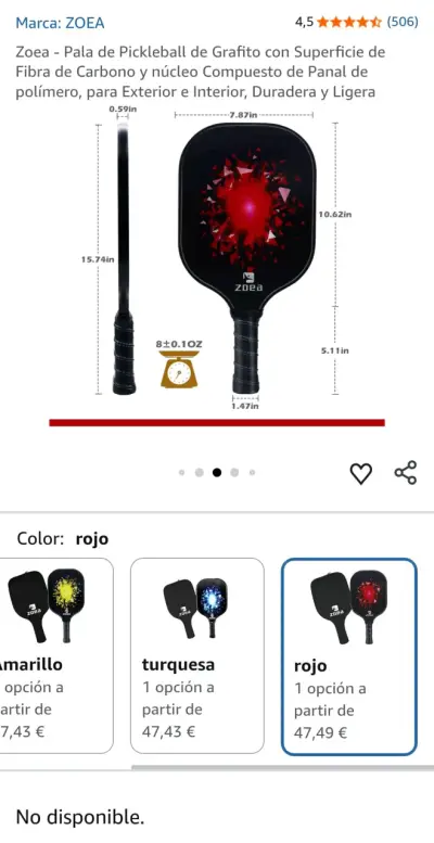 Paleta de pickleball Zoea con funda NUEVA - miniatura 5