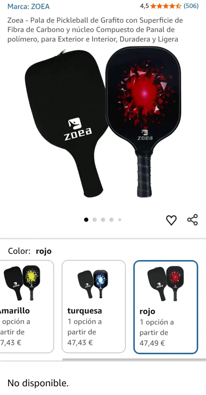 Paleta de pickleball Zoea con funda NUEVA - 6