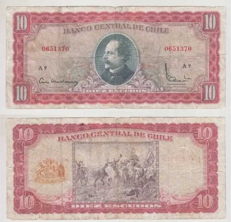 Billete Chile 10 Escudos Mackenna Ibañez A9