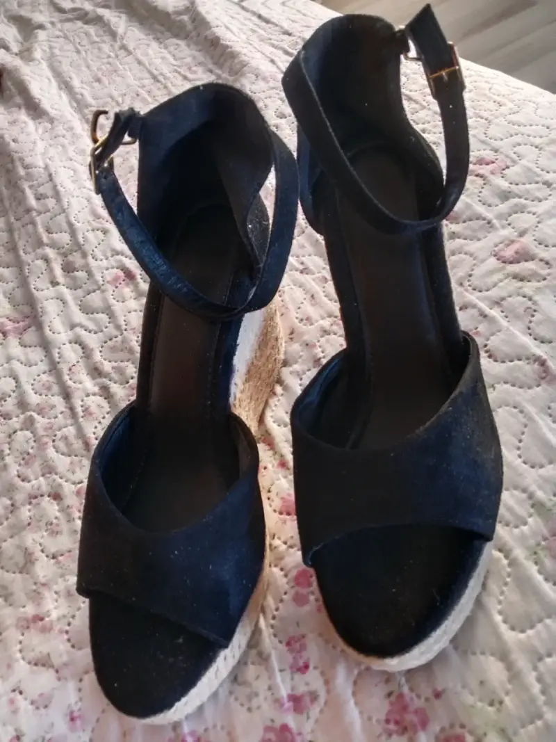 Sandalias de cuña negras - 2