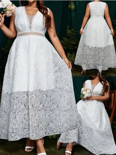 Vestido largo blanco novia de encaje NUEVO XXL