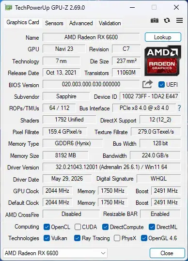 SAPPHIRE PULSE RX 6600 8GB GDDR6 - miniatura 4