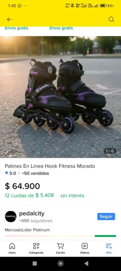 Patines en línea negros y morados - miniatura 5