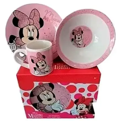 Set de vajilla infantil Minnie cerámica - miniatura 1