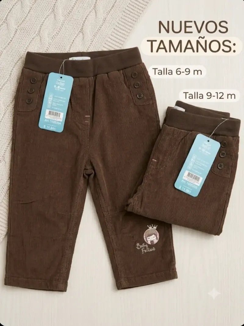 Pantalones bebé marrón 6-12 meses
