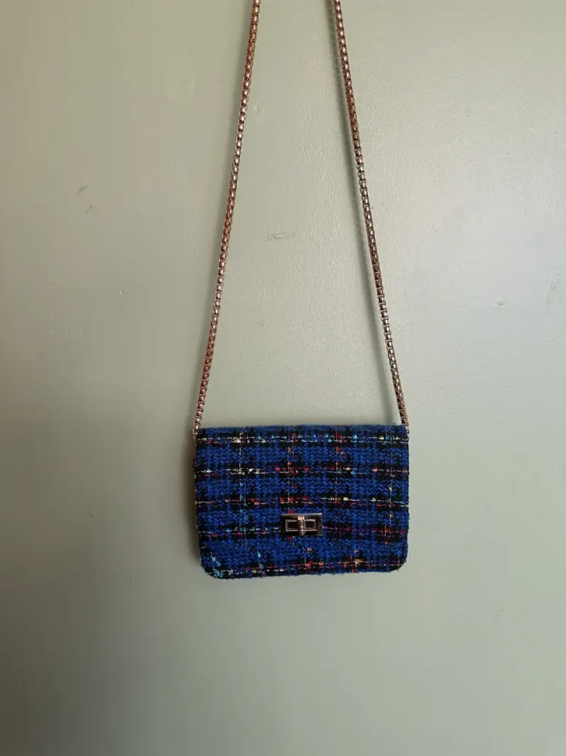 Cartera pequeña de lana azul - 1