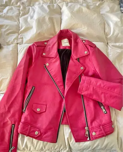 Chaqueta motera fucsia mujer - miniatura 1