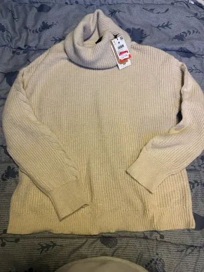 Suéter beige cuello alto - miniatura 1