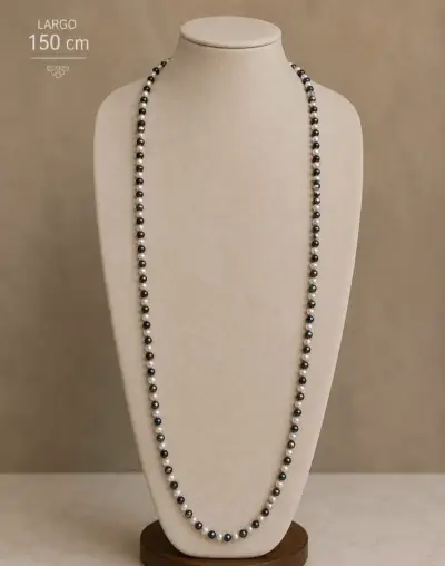 Collar largo de perlas 150 cm - miniatura 1