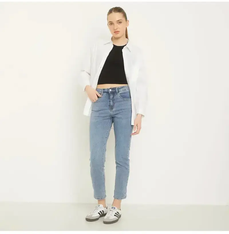 Jeans azul claro para mujer - 4