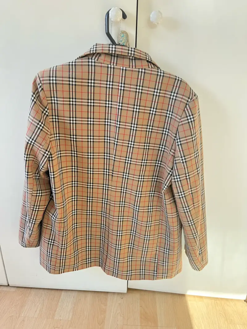 Blazer a cuadros beige (oversized) - 2