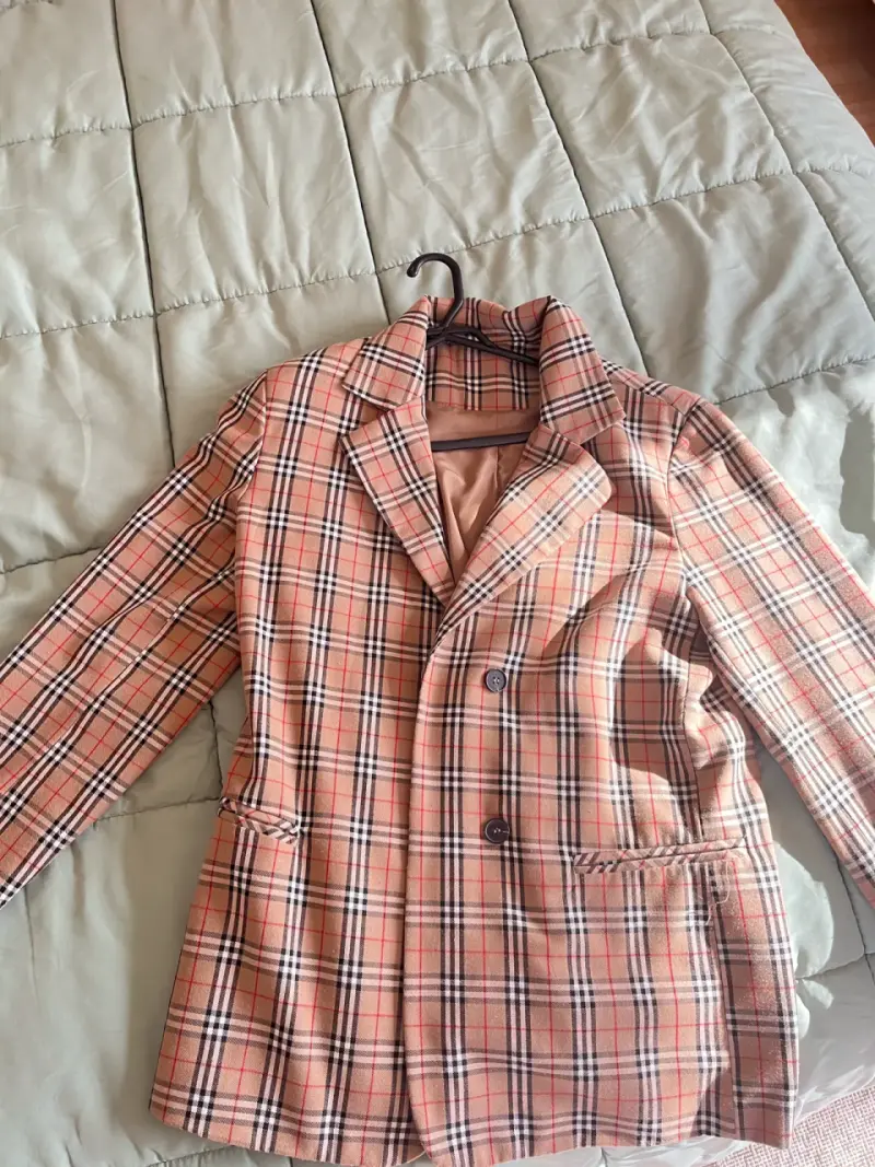 Blazer a cuadros beige (oversized) - 3