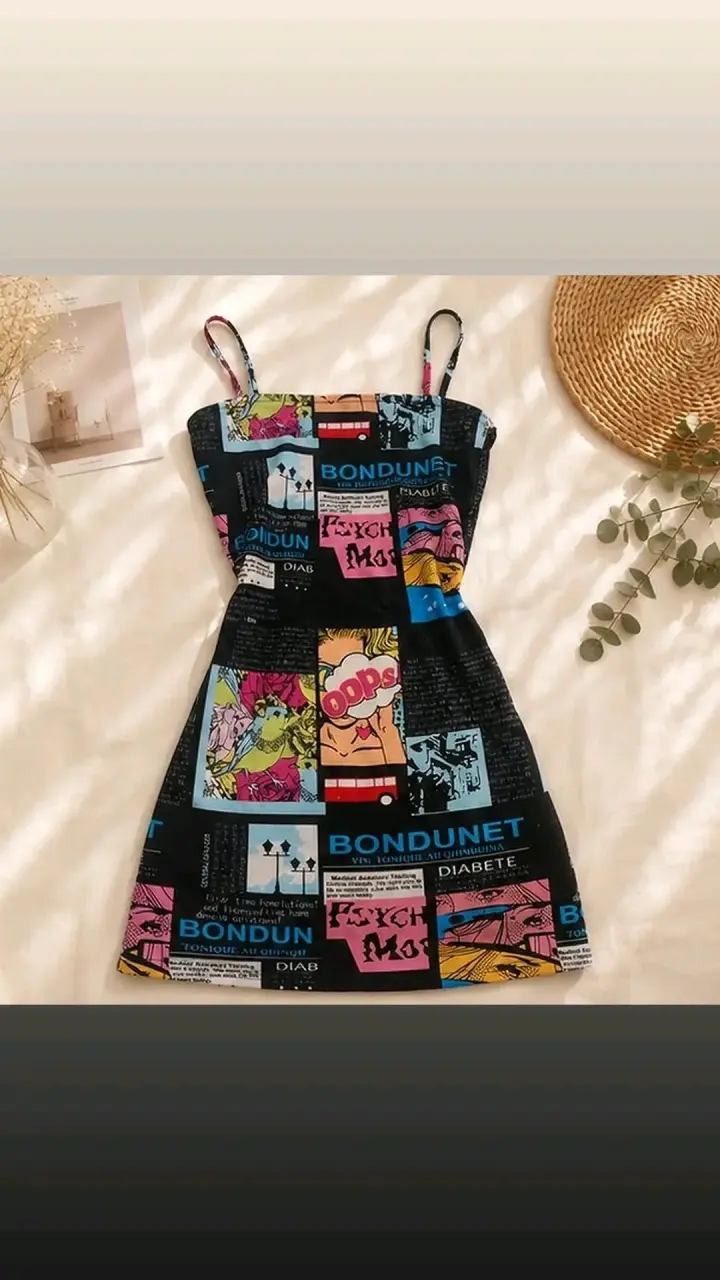 Vestido estampado colorido - 1