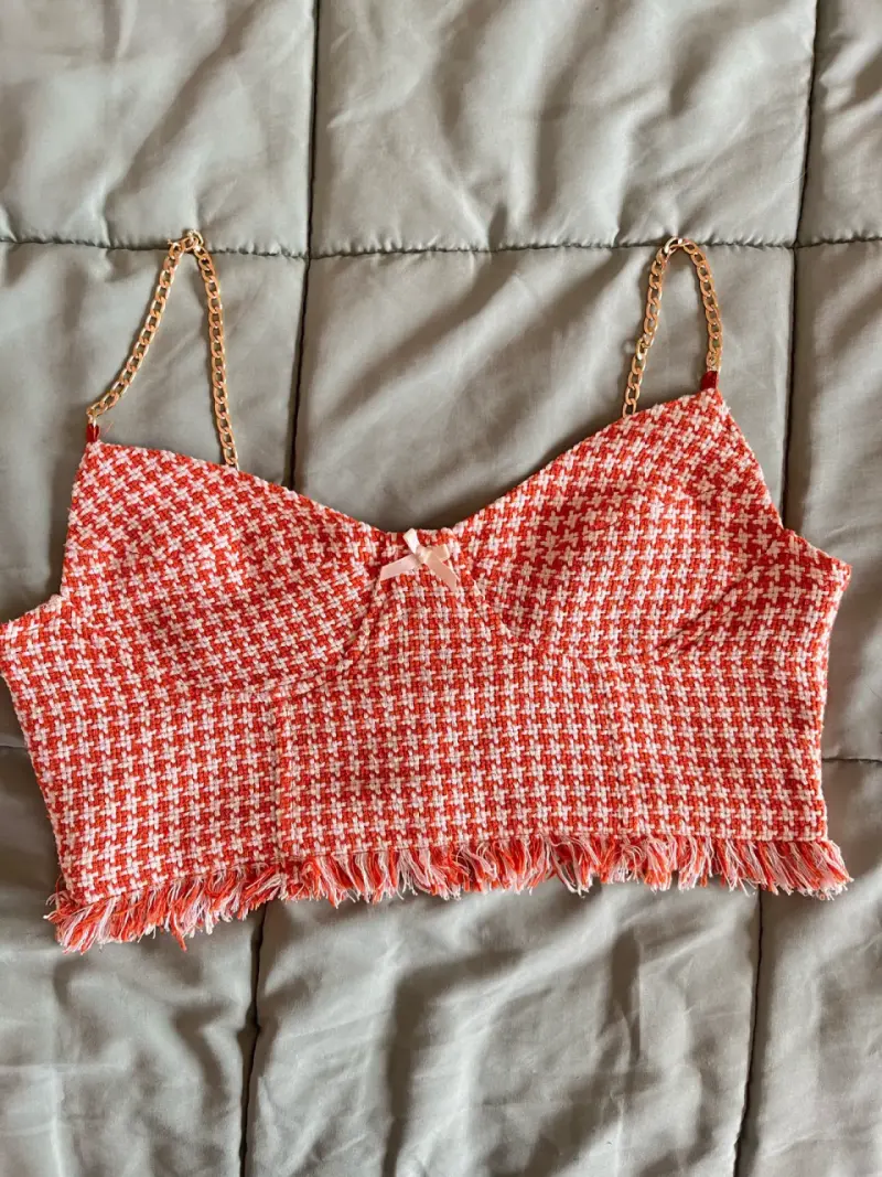 Crop top tejido naranjo - 1