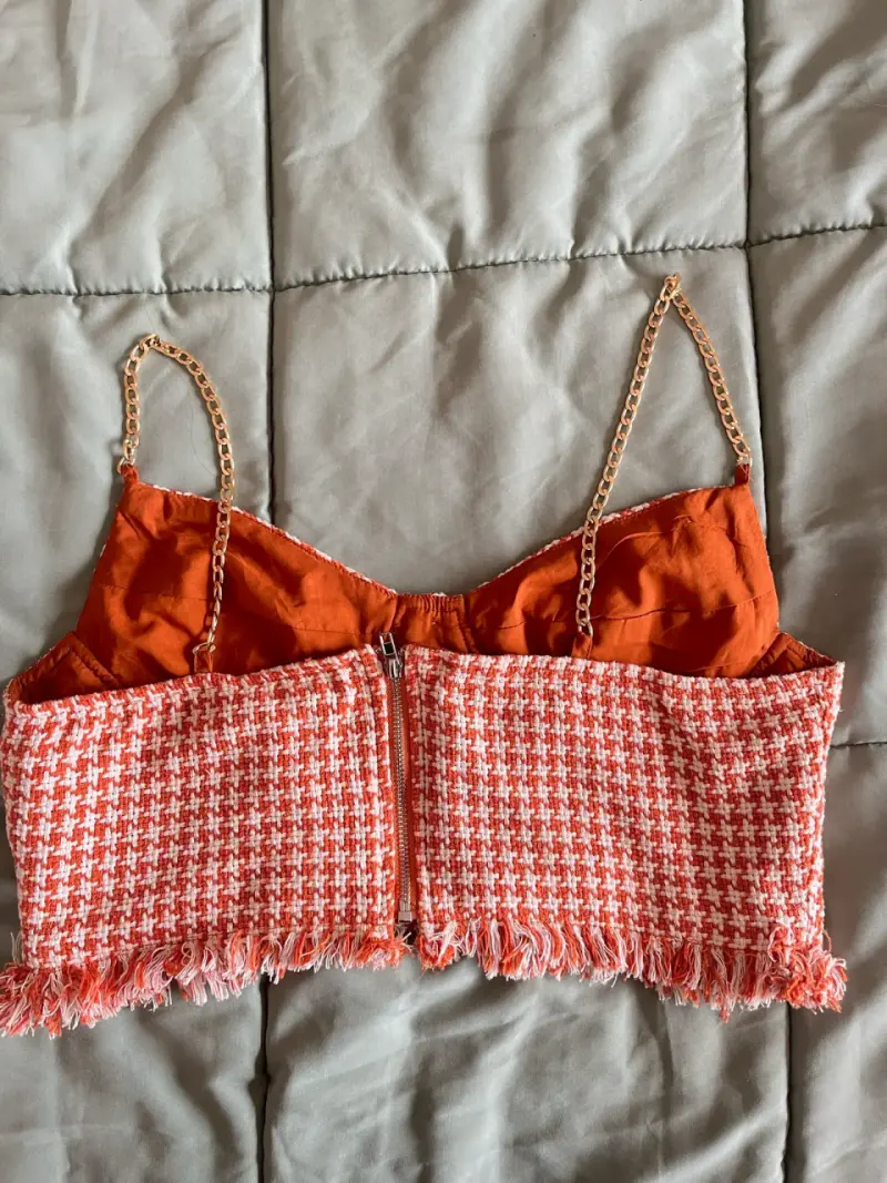 Crop top tejido naranjo - 2