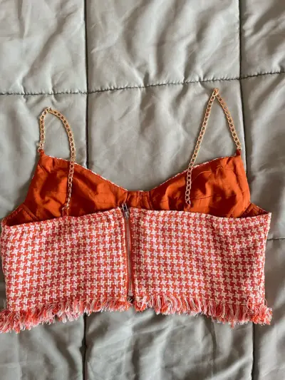 Crop top tejido naranjo - miniatura 2