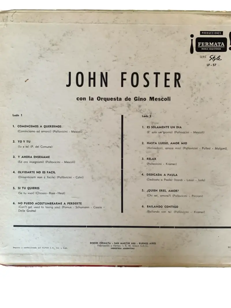 Disco vinilo John Foster - 2