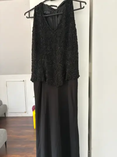 Vestido negro con bordados Jkara New York - miniatura 1