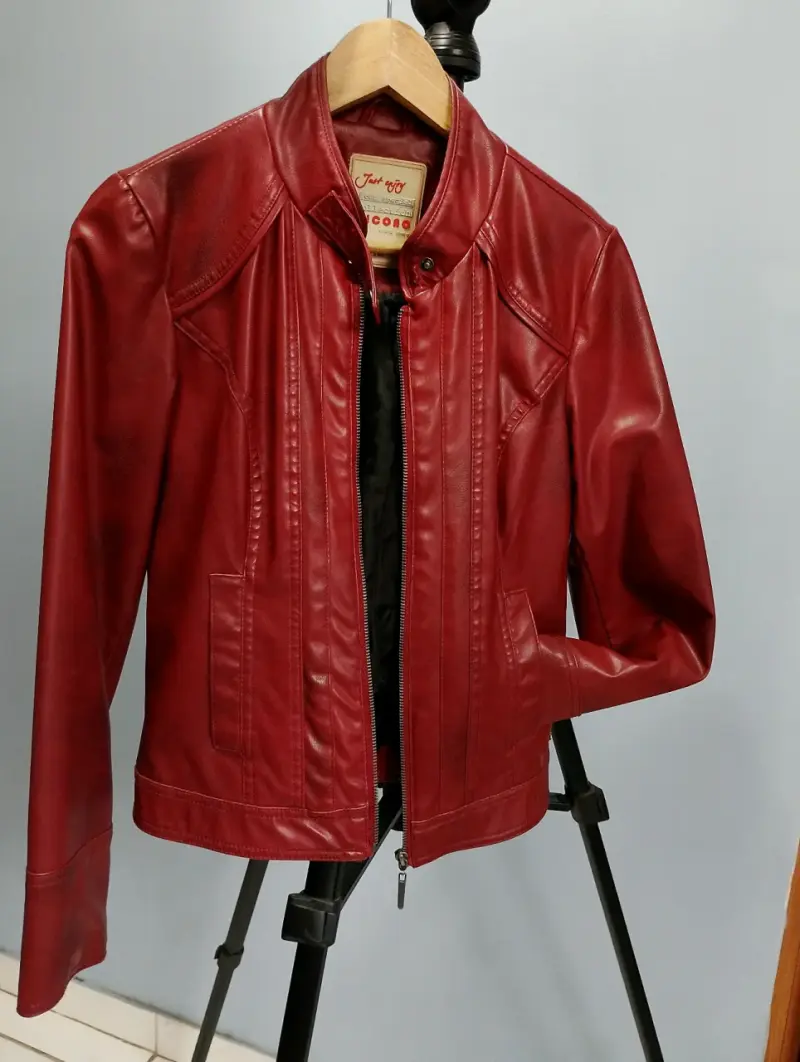Chaqueta cuero sintético roja mujer talla M - 1