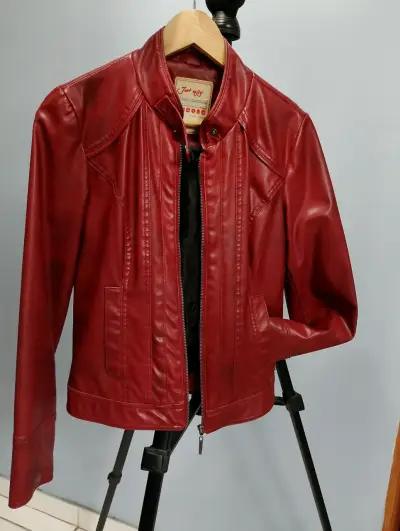 Chaqueta cuero sintético roja mujer talla M - miniatura 1