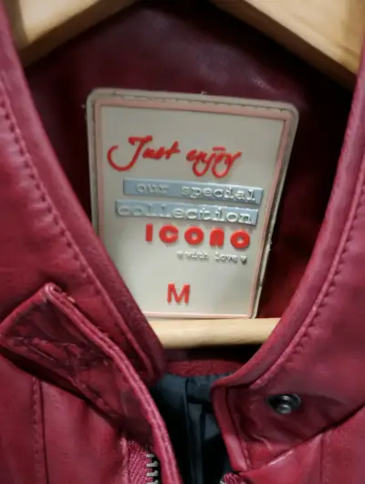 Chaqueta cuero sintético roja mujer talla M - miniatura 2