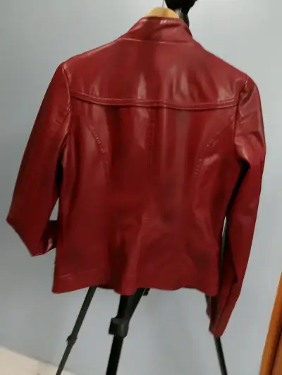 Chaqueta cuero sintético roja mujer talla M - miniatura 3
