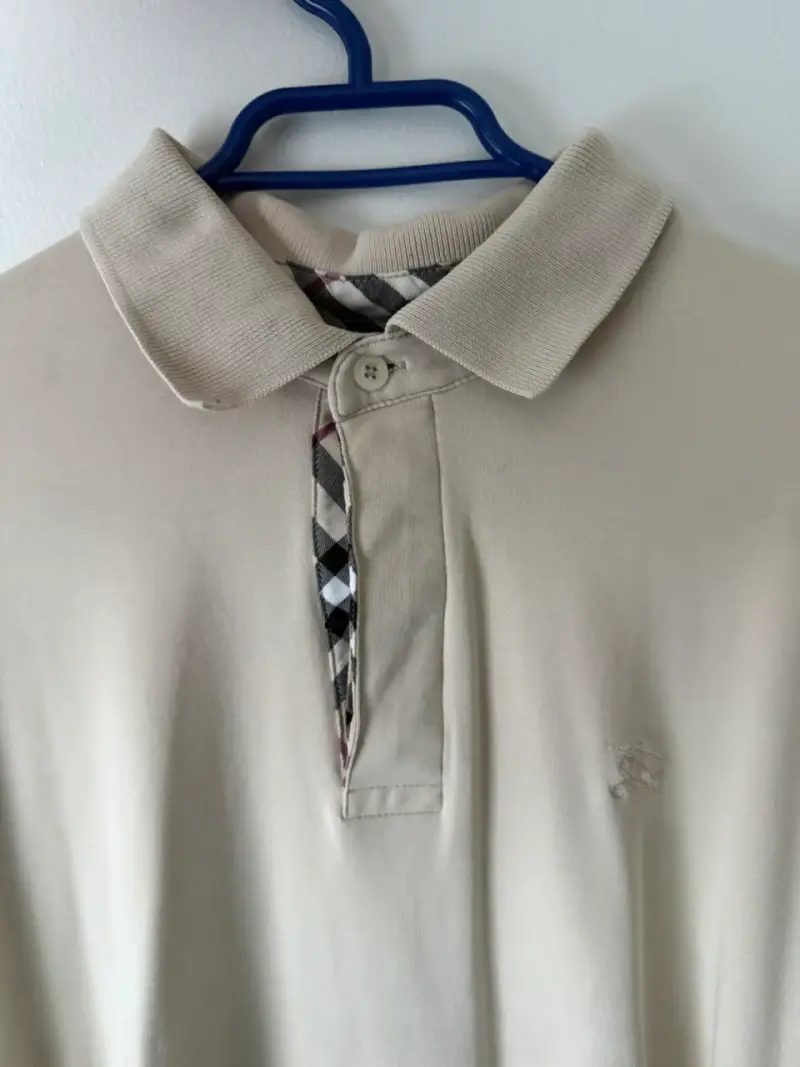 Polo beige con detalle a cuadros - 3