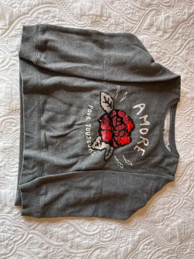Polerón gris con diseño bordado - miniatura 1