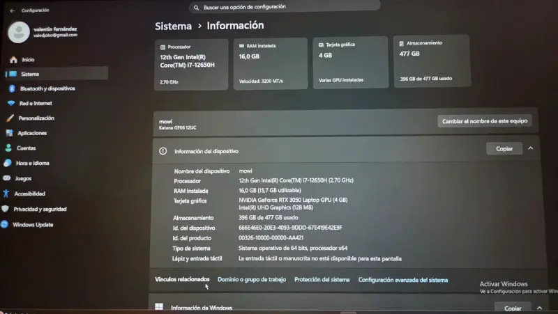 Notebook Gamer MSI Katana GF66 12UC - 1