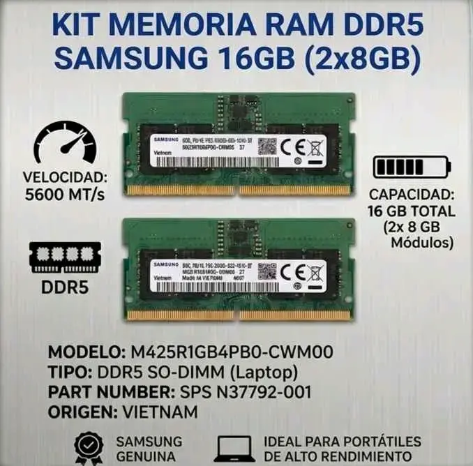 Kit Memoria RAM DDR5 16GB Samsung