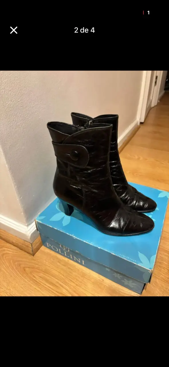 Botines de cuero negros Pollini talla 38