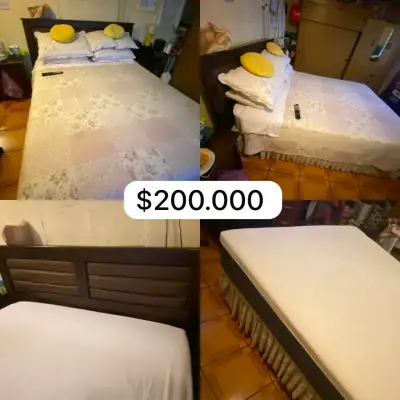 Cama de dos plazas con colchón - miniatura 1