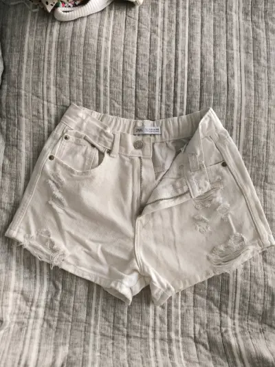 Shorts de mezclilla beige Zara - miniatura 1