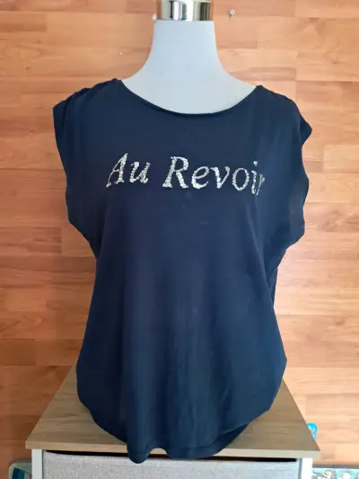 Polera negra 'Au Revoir' - miniatura 1