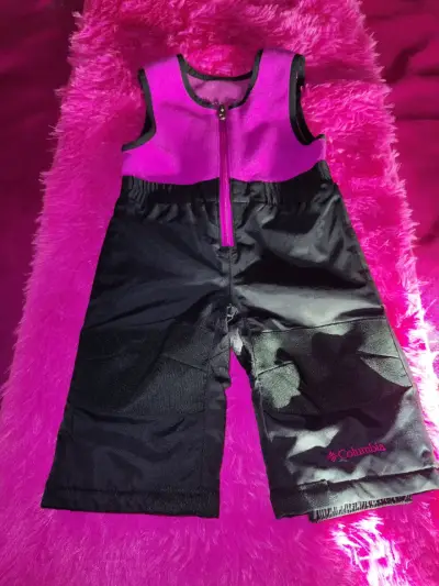Pantalón de nieve infantil rosa y negro Columbia - miniatura 2